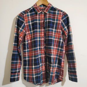 Banana Republic Plaid Ruffle Button Down Top